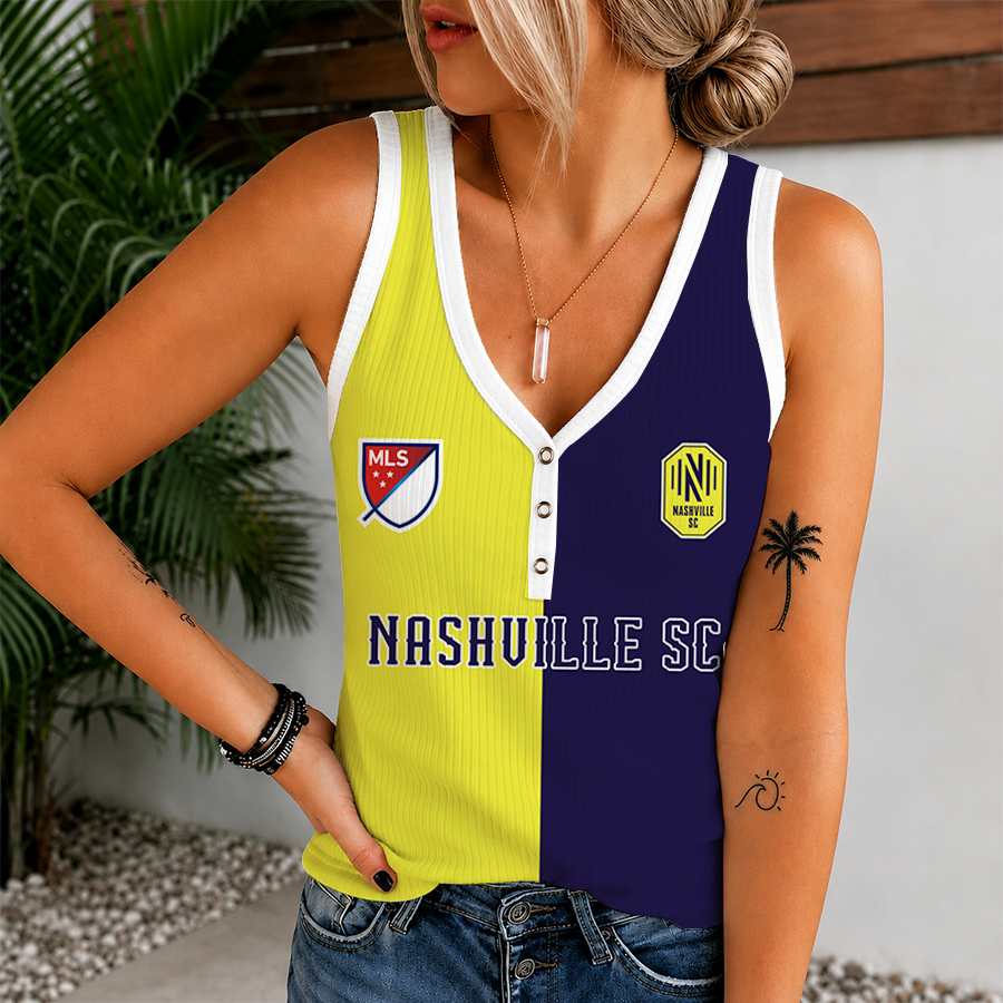 [GOAL DEAL] NEW CUSTOMIZED MLS02 NSC NASHVILLE SC V-NECK TANK TOP
