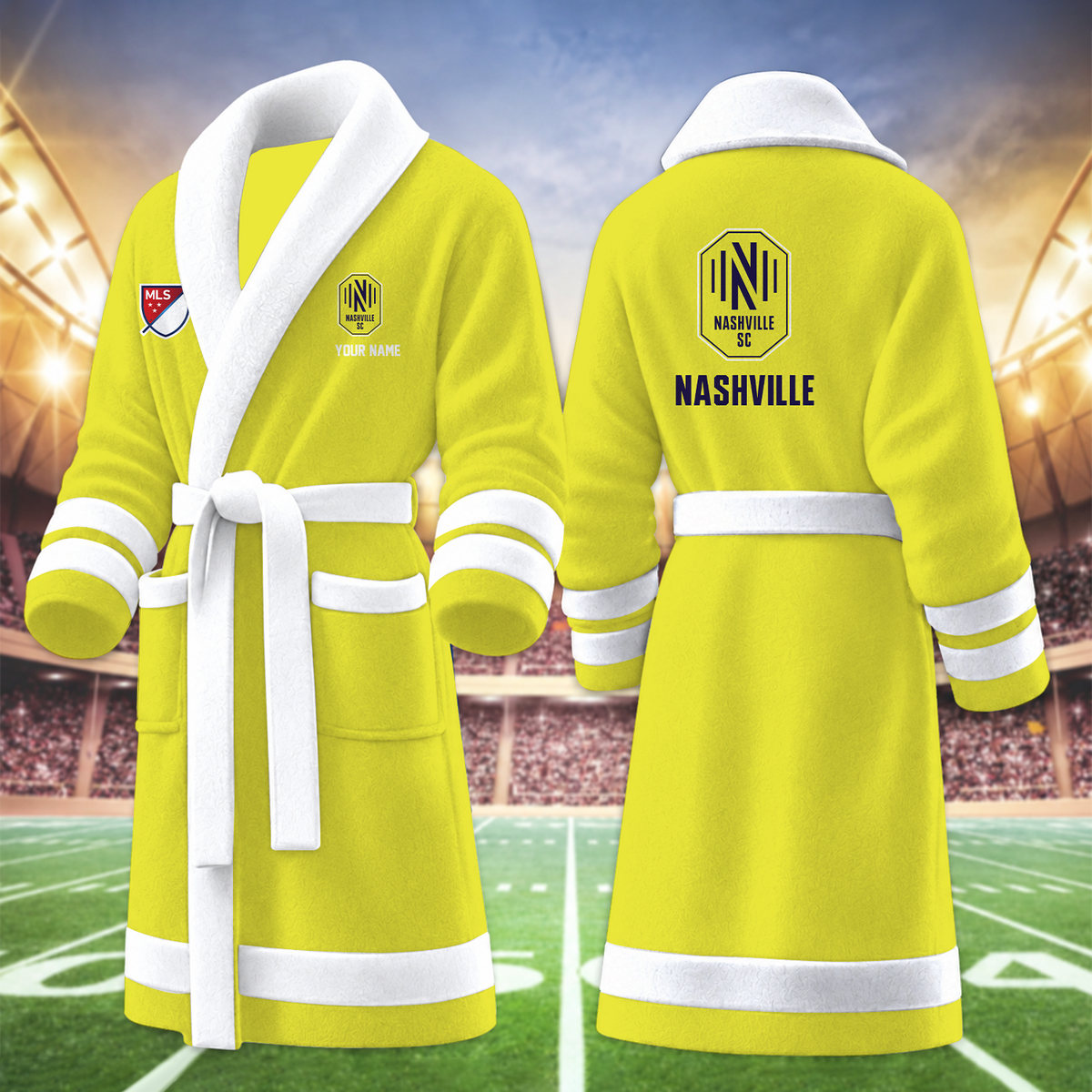 [GOAL DEAL] NEW CUSTOMIZED MLS02 NSC NASHVILLE SC FLEECE BATHROBE