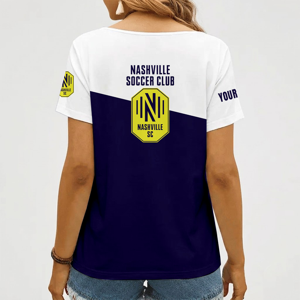 [GOAL DEAL] NEW CUSTOMIZED MLS02 NSC NASHVILLE SC V-NECK FEMALE SHIRT