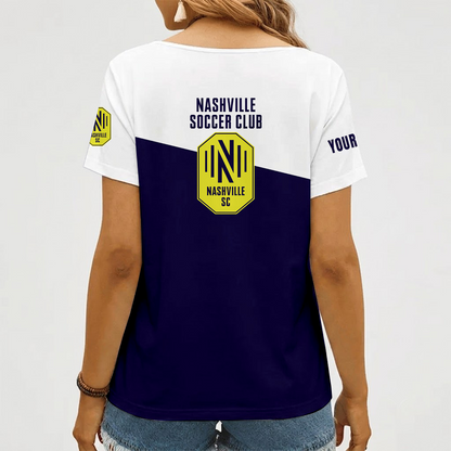 [GOAL DEAL] NEW CUSTOMIZED MLS02 NSC NASHVILLE SC V-NECK FEMALE SHIRT