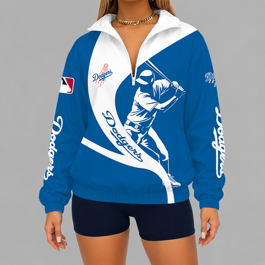 [HOMERUN DEAL] NEW CUSTOMIZED MLB02 LAD LOS ANGELES DODGERS V-NECK ZIPPER SWEATSHIRT JACKET