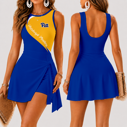 [TOUCHDOWN DEAL] NEW CUSTOMIZED NCAA FBS02 PIP PITTSBURGH PANTHERS WOMEN'S SUMMER SKORT DRESS