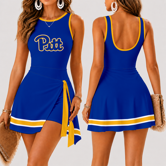 [FAN FAVORITE] NEW CUSTOMIZED NCAA FBS02 PIP PITTSBURGH PANTHERS WOMEN'S SUMMER SKORT DRESS