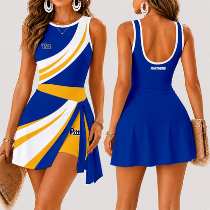 [TOUCHDOWN DEAL] NEW CUSTOMIZED NCAA FBS02 PIP PITTSBURGH PANTHERS WOMEN'S SUMMER SKORT DRESS