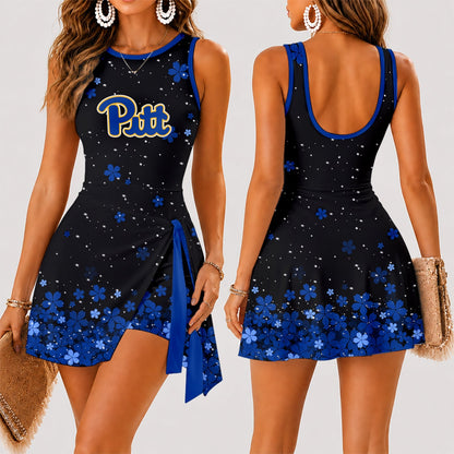 [TOUCHDOWN DEAL]NEW CUSTOMIZED NCAA FBS02 PIP PITTSBURGH PANTHERS WOMEN'S SUMMER SKORT DRESS