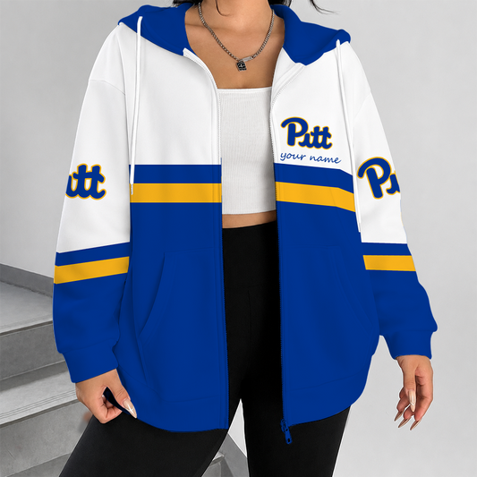 [TOUCHDOWN DEAL] NEW CUSTOMIZED NCAA FBS02 PIP PITTSBURGH PANTHERS ZIP HOODIE
