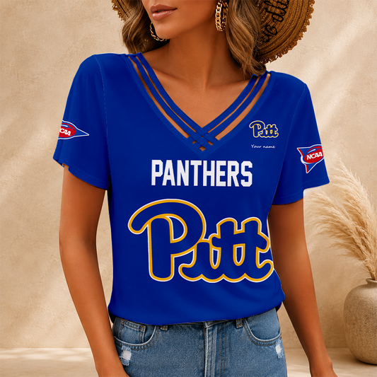 [TOUCHDOWN DEAL] NEW CUSTOMIZED NCAA FBS02 PIP PITTSBURGH PANTHERS V-NECK SHIRT