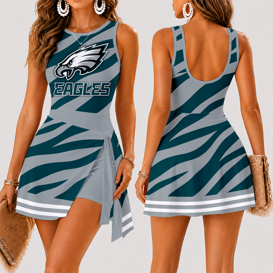 [TOUCHDOWN DEAL] NEW CUSTOMIZED NFL02 PPE PHILADELPHIA EAGLES WOMEN'S SUMMER SKORT DRESS