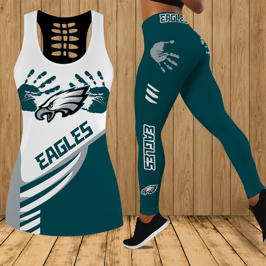 [TOUCHDOWN DEAL] NEW CUSTOMIZED NFL02 PPE PHILADELPHIA EAGLES HOLLOW TANK TOP & LEGGINGS SET