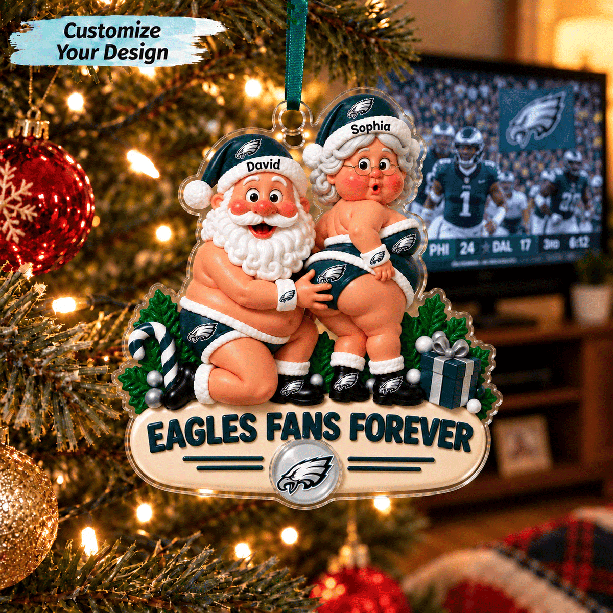 [TOUCHDOWN DEAL] NEW CUSTOMIZED NFL02 PPE PHILADELPHIA EAGLES CHRISTMAS ACRYLIC ORNAMENT