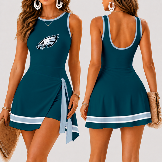 [TOUCHDOWN DEAL] NEW CUSTOMIZED NFL02 PPE PHILADELPHIA EAGLES WOMEN'S SUMMER SKORT DRESS