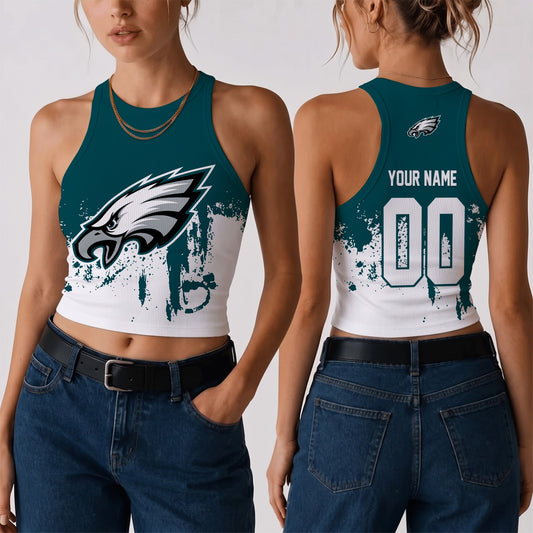 [TOUCHDOWN DEAL] NEW CUSTOMIZED NFL02 PPE THE EAGLES WOMEN'S CROP TOP