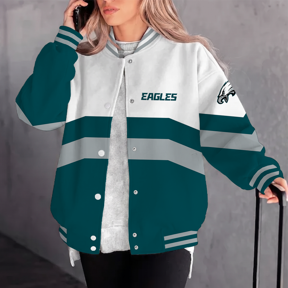 [TOUCHDOWN DEAL] NEW CUSTOMIZED NFL02 PPE PHILADELPHIA EAGLES SATIN VARSITY & BASEBALL JACKET