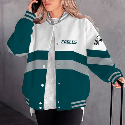 [TOUCHDOWN DEAL] NEW CUSTOMIZED NFL02 PPE PHILADELPHIA EAGLES SATIN VARSITY & BASEBALL JACKET