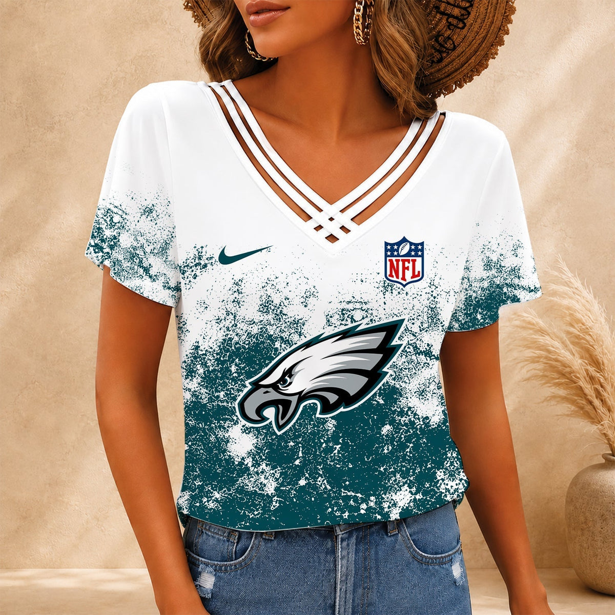 [TOUCHDOWN DEAL] NEW CUSTOMIZED NFL02 PPE PHILADELPHIA EAGLES V-NECK SHIRT