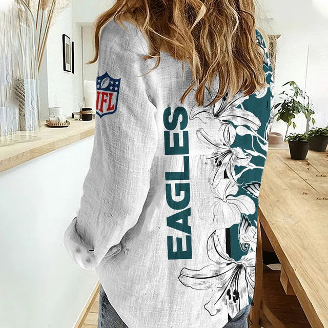 [TOUCHDOWN DEAL] NEW CUSTOMIZED NFL02 PPE PHILADELPHIA EAGLES WOMEN CASUAL SHIRT FOR FAN