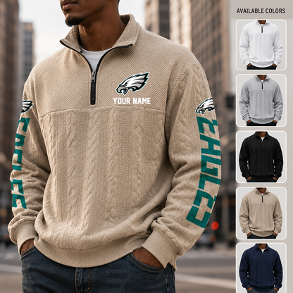 [TOUCHDOWN DEAL] NEW CUSTOMIZED NFL02 PPE PHILADELPHIA EAGLES MULTICOLOR QUARTER-ZIP SWEATSHIRT