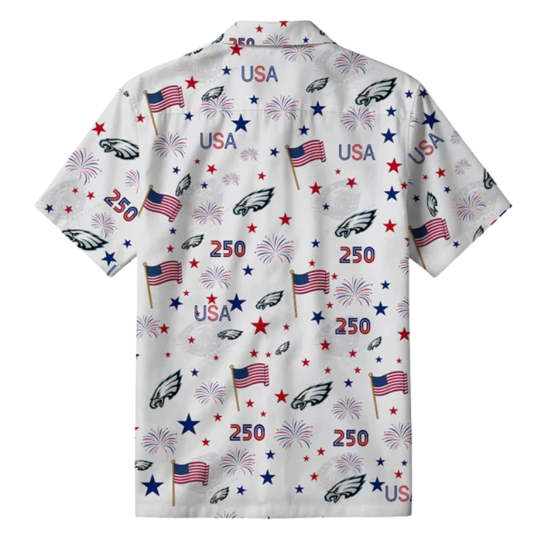 [TOUCHDOWN DEAL] NEW CUSTOMIZED NFL02 PPE PHILADELPHIA EAGLES PATRIOTIC 250 USA HAWAIIAN SHIRT
