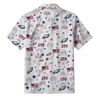 [TOUCHDOWN DEAL] NEW CUSTOMIZED NFL02 PPE PHILADELPHIA EAGLES PATRIOTIC 250 USA HAWAIIAN SHIRT