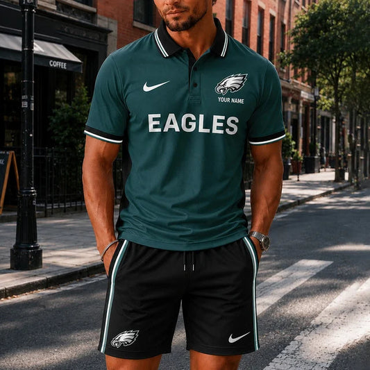[TOUCHDOWN DEAL] NEW CUSTOMIZED NFL02 PPE PHILADELPHIA EAGLES POLO SHIRT & SHORT PANTS