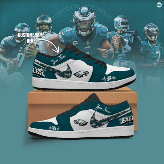 [TOUCHDOWN DEAL] NEW CUSTOMIZED NFL02 PPE PHILADELPHIA EAGLES AIR JORDAN LOW SHOES