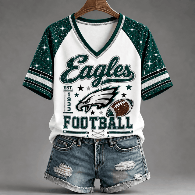 [TOUCHDOWN DEAL] NEW CUSTOMIZED NFL02 PPE THE EAGLES BUC-EE'S V-NECK FEMALE SHIRT