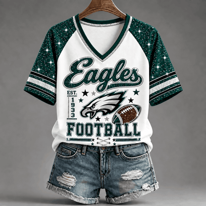 [TOUCHDOWN DEAL] NEW CUSTOMIZED NFL02 PPE THE EAGLES BUC-EE'S V-NECK FEMALE SHIRT