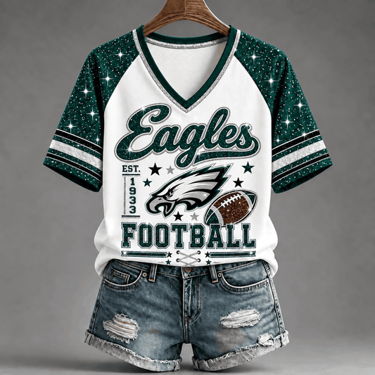 [TOUCHDOWN DEAL] NEW CUSTOMIZED NFL02 PPE THE EAGLES BUC-EE'S V-NECK FEMALE SHIRT