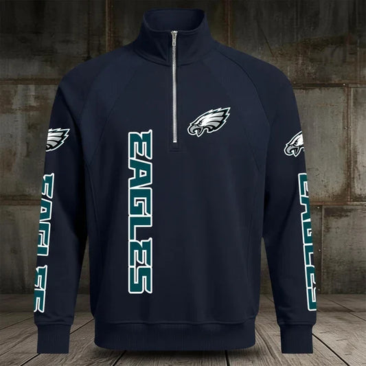 [TOUCHDOWN DEAL] NEW CUSTOMIZED NFL02 PPE PHILADELPHIA EAGLES MEN'S MULTICOLOR QUARTER-ZIP PULLOVER
