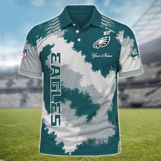[TOUCHDOWN DEAL] NEW CUSTOMIZED NFL02 PPE PHILADELPHIA EAGLES MULTICOLOR POLO SHIRT