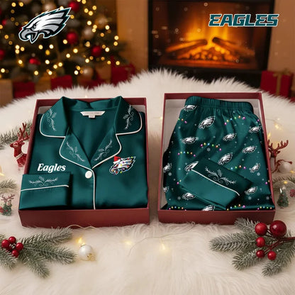 [TOUCHDOWN DEAL] NEW CUSTOMIZED NFL02 PPE PHILADELPHIA EAGLES LONG-SLEEVE PAJAMA SET