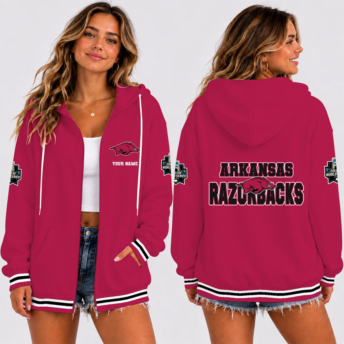 [HOMERUN DEAL] NEW CUSTOMIZED NCAA CWS03 AKR ARKANSAS RAZORBACKS T-SHIRT, HOODIE, ZIP HOODIE