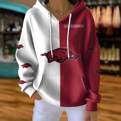 [HOMERUN DEAL] NEW CUSTOMIZED NCAA CWS03 AKR ARKANSAS RAZORBACKS RIBBED HOODIE & SWEATSHIRT