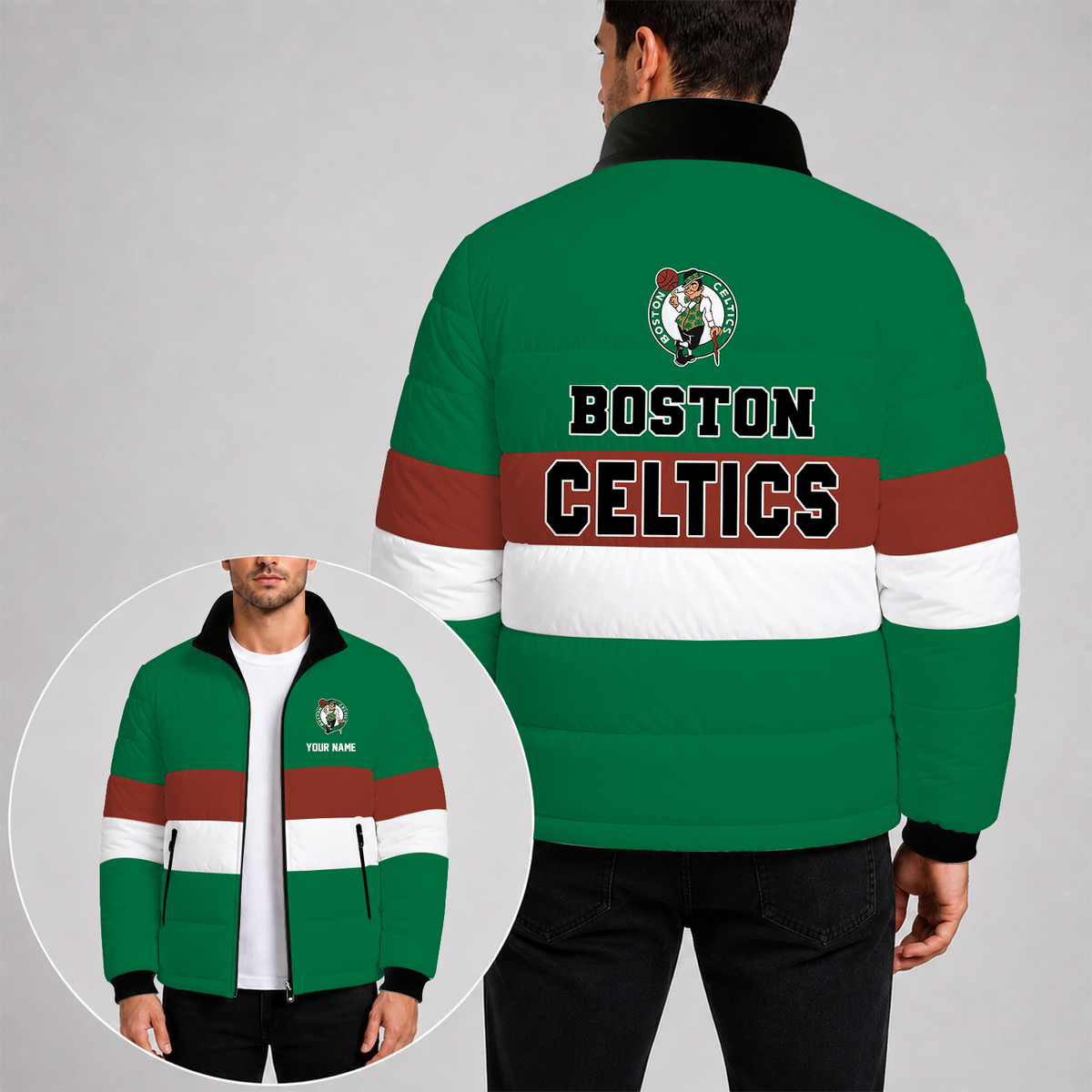 [SLAM DUNK DEAL] NEW CUSTOMIZED NBA03 BCE THE CELTICS PUFFER JACKET