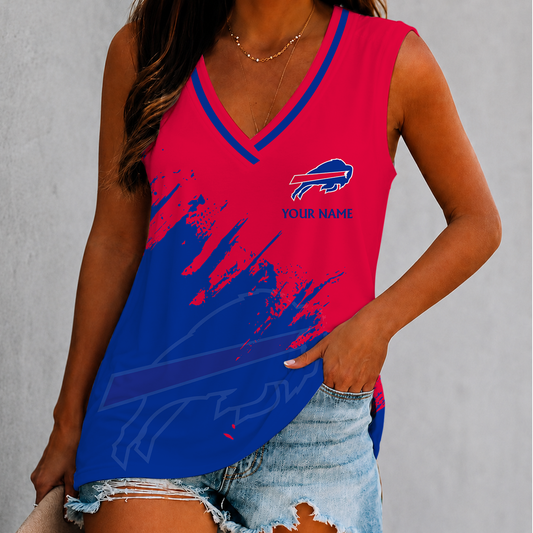 [TOUCHDOWN DEAL] NEW CUSTOMIZED NFL03 BFB BUFFALO BILLS WOMEN'S V-NECK TANK TOP
