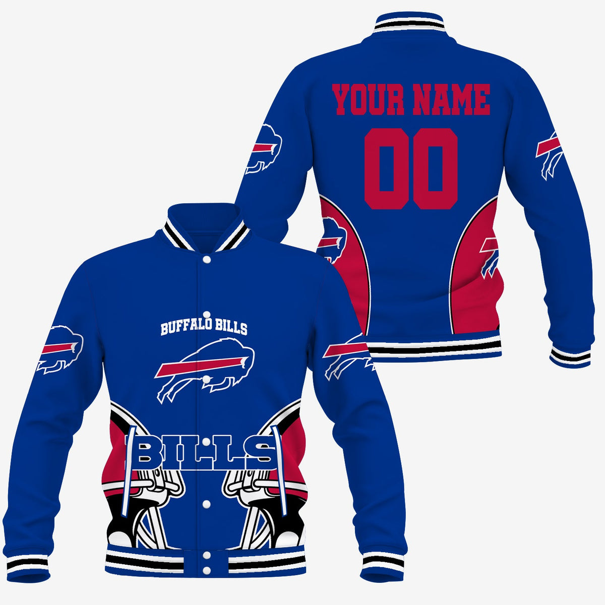 [TOUCHDOWN DEAL] NEW CUSTOMIZED NFL03 BFB BUFFALO BILLS SATIN VARSITY & BASEBALL JACKET