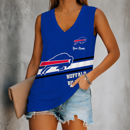 [TOUCHDOWN DEAL] NEW CUSTOMIZED NFL03 BFB BUFFALO BILLS WOMEN'S V-NECK TANK TOP