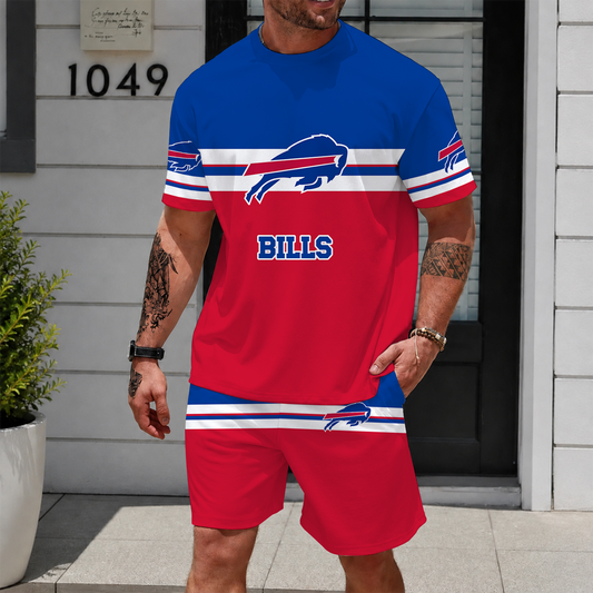 [TOUCHDOWN DEAL] NEWCUSTOMIZED NFL03 BFB BUFFALO BILLS UNISEX T-SHIRT & SHORTS SET
