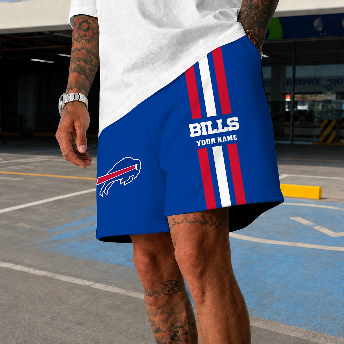 [TOUCHDOWN DEAL] NEW CUSTOMIZED NFL03 BFB BUFFALO BILLS SHORT PANTS