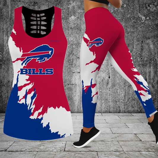 [TOUCHDOWN DEAL] NEW CUSTOMIZED NFL03 BFB BUFFALO BILLS HOLLOW TANK TOP & LEGGINGS SET
