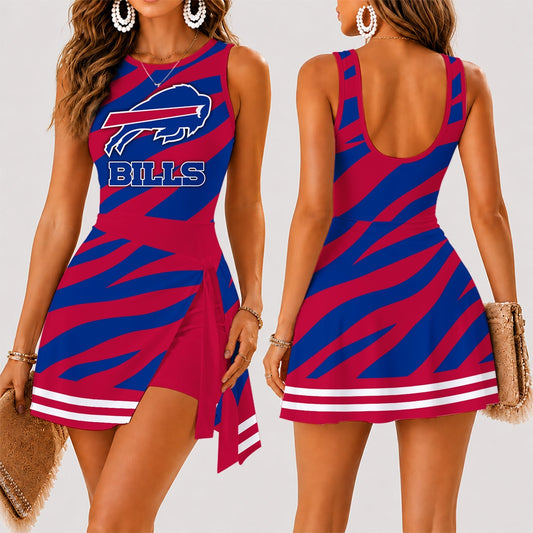 [TOUCHDOWN DEAL] NEW CUSTOMIZED NFL03 BFB BUFFALO BILLS WOMEN'S SUMMER SKORT DRESS