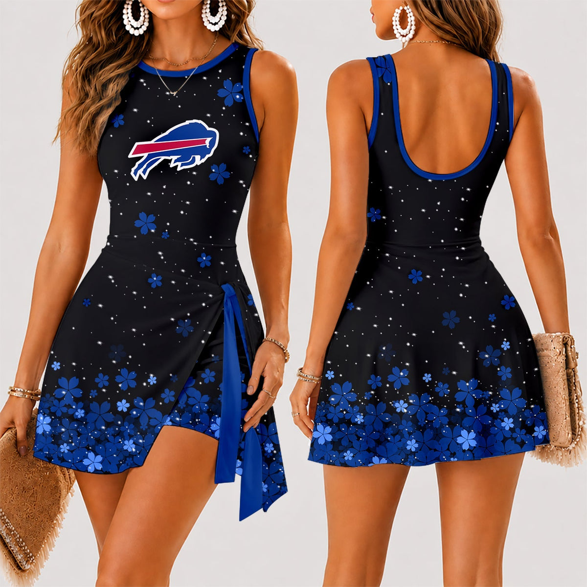 [TOUCHDOWN DEAL] NEW CUSTOMIZED NFL03 BFB BUFFALO BILLS WOMEN'S SUMMER SKORT DRESS