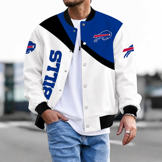 [TOUCHDOWN DEAL] NEW CUSTOMIZED NFL03 BFB BUFFALO BILLS SATIN VARSITY & BASEBALL JACKET