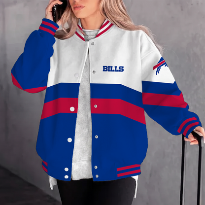 [TOUCHDOWN DEAL] NEW CUSTOMIZED NFL03 BFB BUFFALO BILLS SATIN VARSITY & BASEBALL JACKET