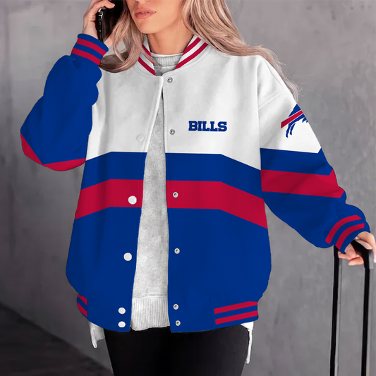 [TOUCHDOWN DEAL] NEW CUSTOMIZED NFL03 BFB BUFFALO BILLS SATIN VARSITY & BASEBALL JACKET