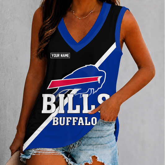 [TOUCHDOWN DEAL] NEW CUSTOMIZED NFL03 BFB BUFFALO BILLS WOMEN'S V-NECK TANK TOP