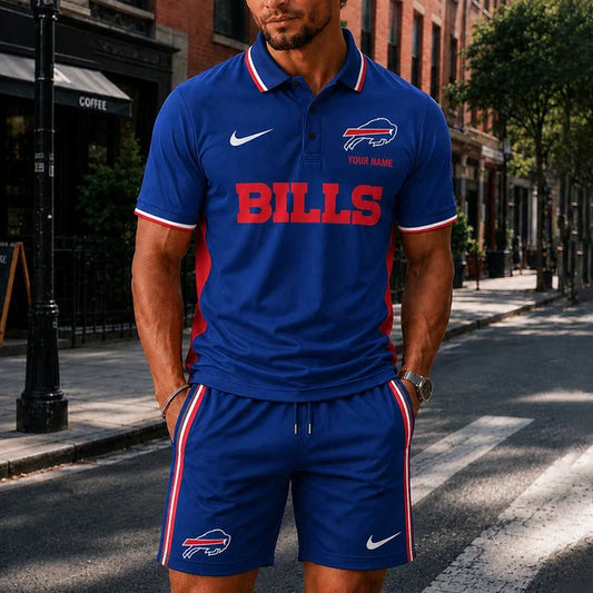 [TOUCHDOWN DEAL] NEW CUSTOMIZED NFL03 BFB BUFFALO BILLS POLO SHIRT & SHORT PANTS