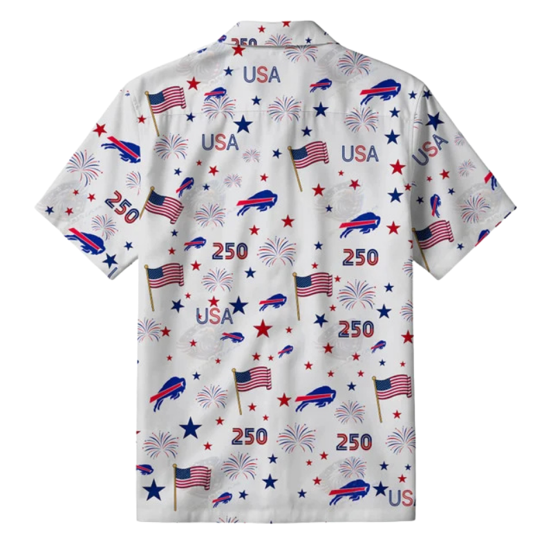 [TOUCHDOWN DEAL] NEW CUSTOMIZED NFL03 BFB BUFFALO BILLS PATRIOTIC 250 USA HAWAIIAN SHIRT
