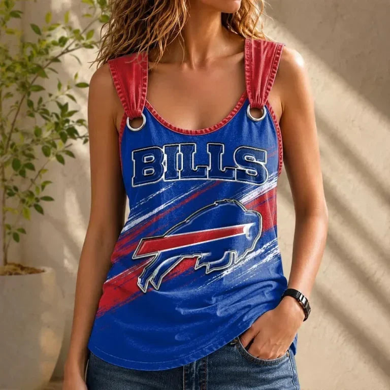 [TOUCHDOWN DEAL] NEW CUSTOMIZED NFL03 BFB BUFFALO BILLS O-RING SHOULDER TANK TOP