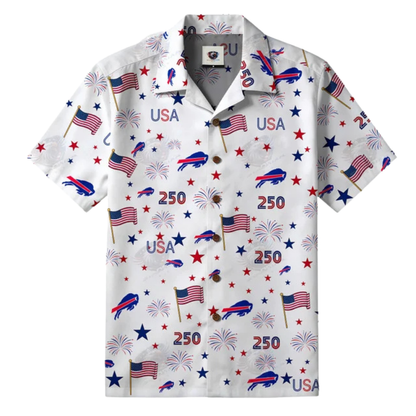 [TOUCHDOWN DEAL] NEW CUSTOMIZED NFL03 BFB BUFFALO BILLS PATRIOTIC 250 USA HAWAIIAN SHIRT